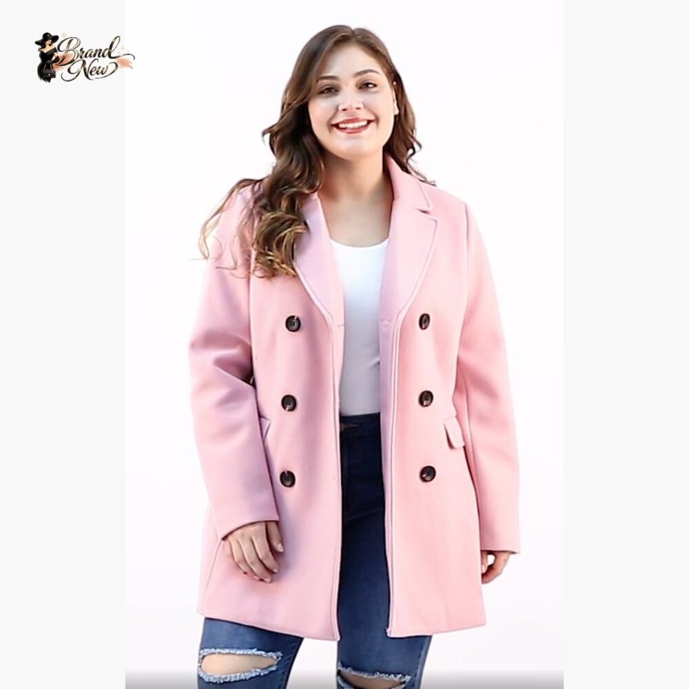 Polyester Double Breasted Notched Lapel Long Coat… - image 7